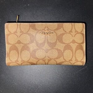 Coach Tan and Brown Signature Wallet